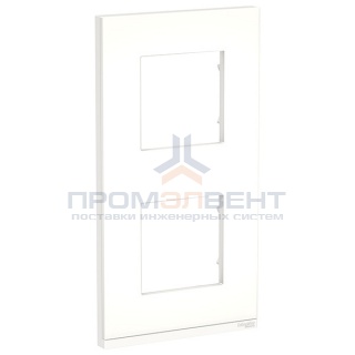 Рамка Unica Pure 2 поста вертикальная, матовое стекло/белый