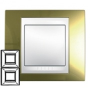 Рамка Unica хамелеон 2 поста вертикальная золото/белая