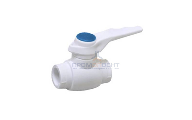 Кран шаровой Fusitek - 20 (Пайка/Пайка, ручка-рычаг белая с синей меткой)