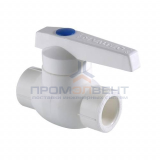 Кран шаровой VALTEC VTp.743 - 20 (c латунной гильзой, для полипропиленовых труб под пайку, белый)