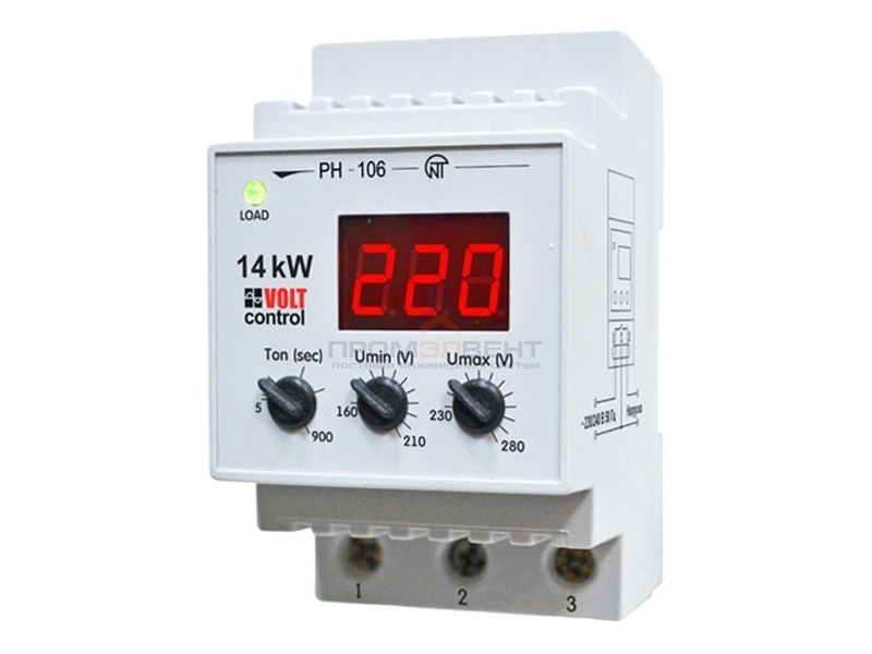 Однофазное реле контроля напряжения РН-106 63А на DIN-рейку